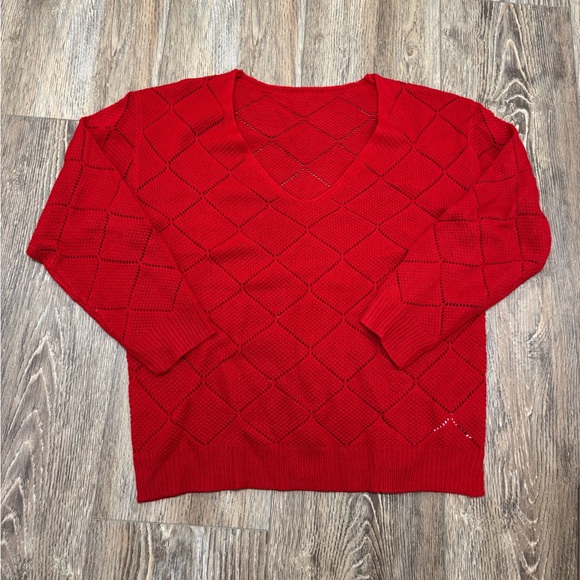 NWT SHEIN Women’s Clasi Red V-neck Sweater size Large - Picture 1 of 7